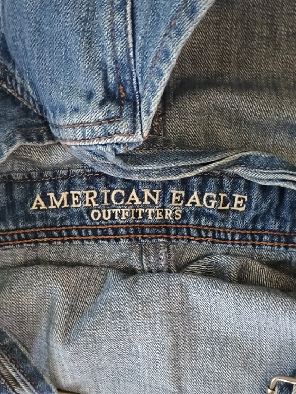 American Eagle Outfitters Blue Distressed Denim Short Overalls - Picture 2 of 5
